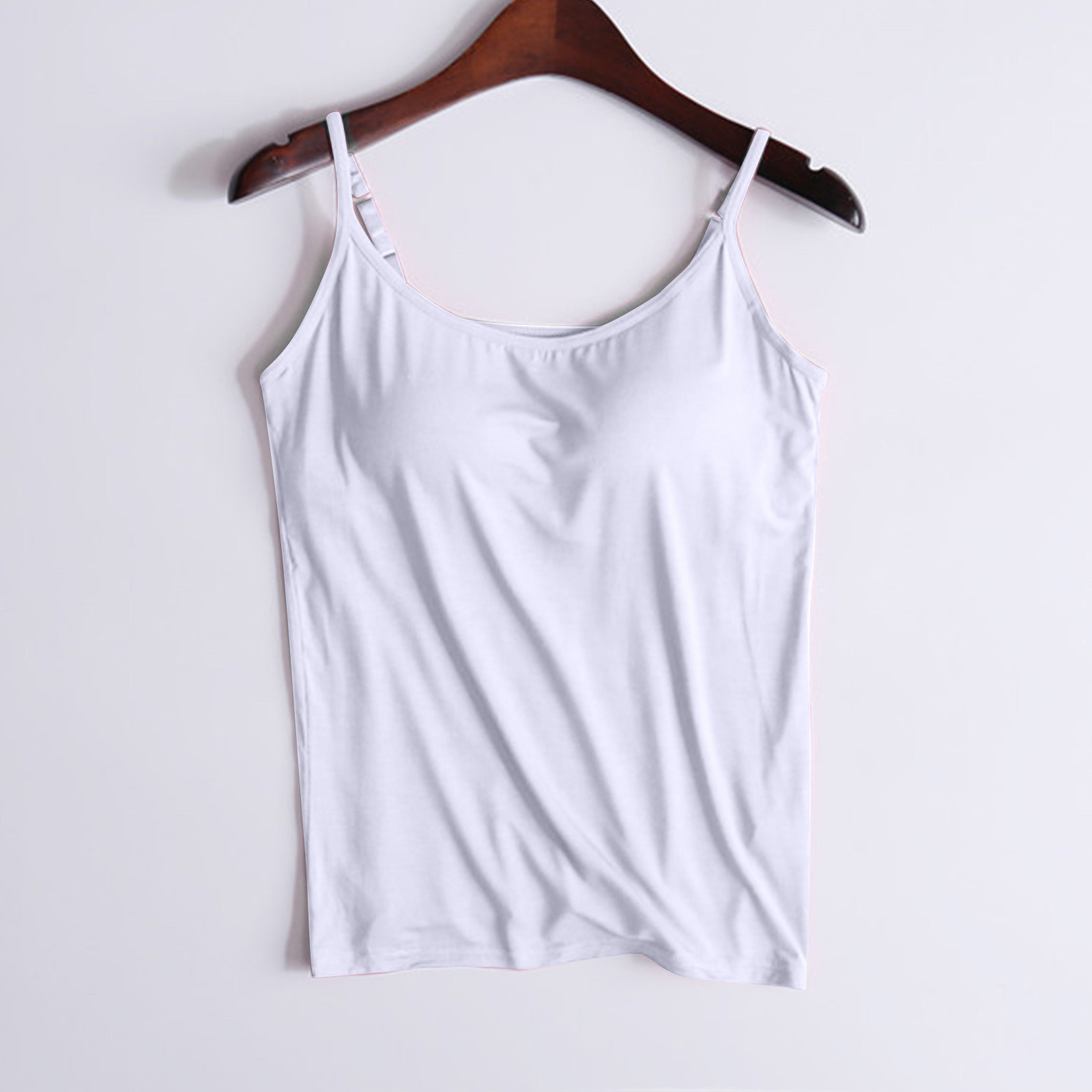 Njoeus Womens Camisole Tops Built-in Bra Padded Yoga Tank Tops Spaghetti Strap Basic Tee Comfy Undershirt for Women 3XL-6XL(Available in Plus Size)